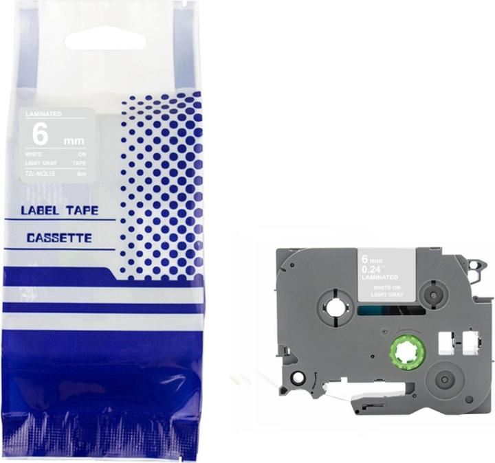 Image du produit Hermex Alternatives Etikettenband zu Brother TZe-MQL15 Beschriftungsband (0.60 cm, Blanc, Gris)