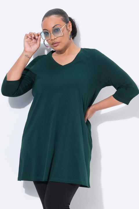 Produktbild Ulla Popken Longshirt, A-Linie, V-Ausschnitt, 3/4-Arm (60)