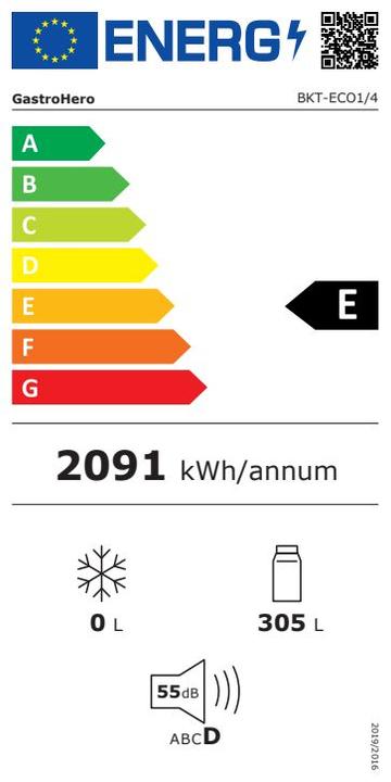 Energie-Label Gastro Hero Barkühltisch ECO / (509 l)