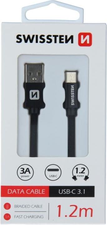 Produktbild Swissten Datenkabel Textil USB / USB-C 1.2 M (1.20 m)
