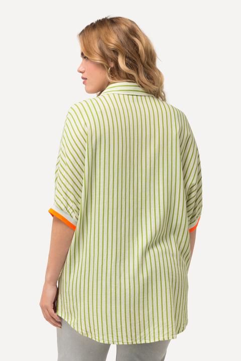 Immagine prodotto Ulla Popken Camicia dal taglio oversize in misto lino con collo da camicia e mezze maniche (50, 52)