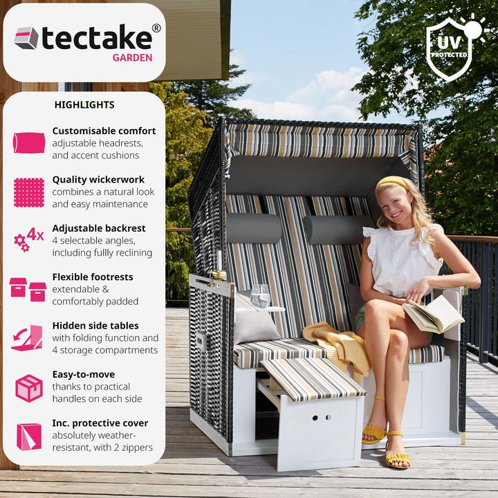 Produktbild tectake Strandkorb inkl. Schutzhülle