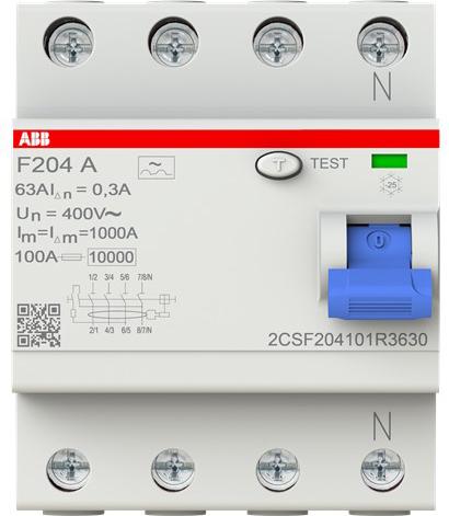 Actual product image ABB RCD, F 204, 4 POLE