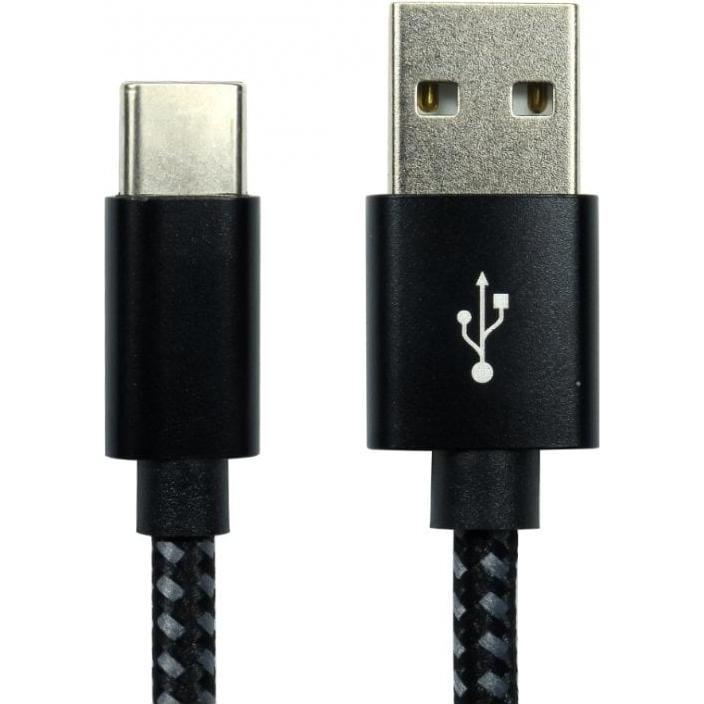 Cables Direct 1M USB 2.0 TYPEC M-A M-BLK BRAIDED, Wireless Charger, Schwarz