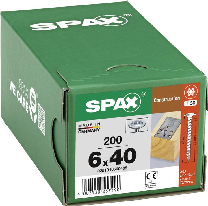 Produktbild Spax Tellerkopf T-Star Plus T30 Vollgewinde Wirox (200 Schrauben pro Stück)