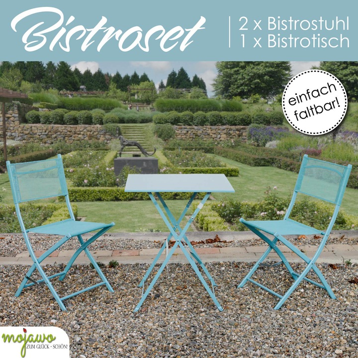 Actual product image Mojawo 3tlg Bistroset Gartenmöbelset Outdoormöbel Balkon klappbar Farbauswahl (60 cm)