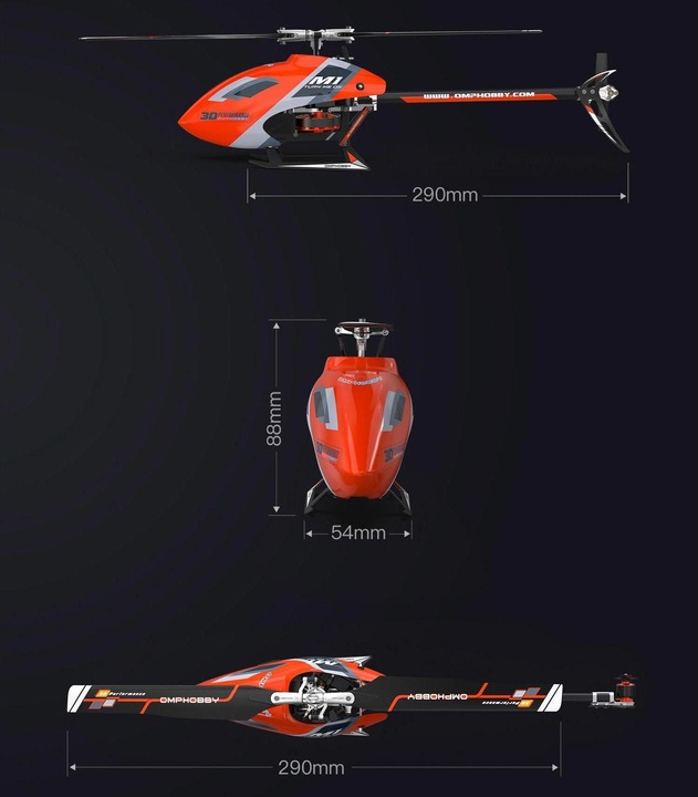 Produktbild OMP Hobby Helikopter M1 EVO Flybarless, 3D, Orange BNF