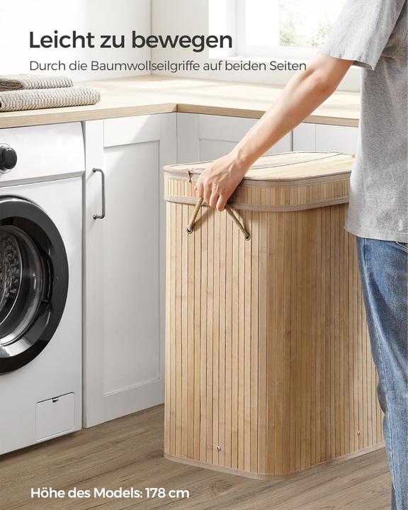 Produktbild Songmics Wäschekorb Wäschesammler Bambus 100l (100 l)