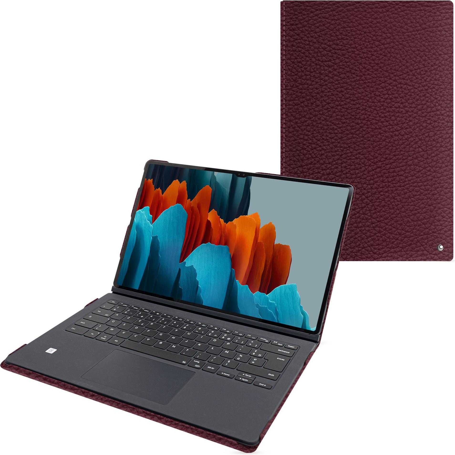 Noreve Lederschutzhülle Samsung Galaxy Tab S9 Ultra + Book Cover Keyboard (Galaxy Tab S9 Ultra), Tablet Hülle, Violett