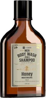 Hiskin Hiskinmen Whisky 3-In-1 Body Wash And Shampoo For Hair And Beard Honey 330ml (330 ml, Liquid shampoo)