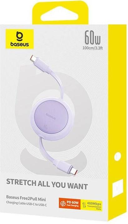 Produktbild Baseus Free2Pull Mini USB-C to USB-C 60W USB cable, 1m (purple) (1 m, 60 W)