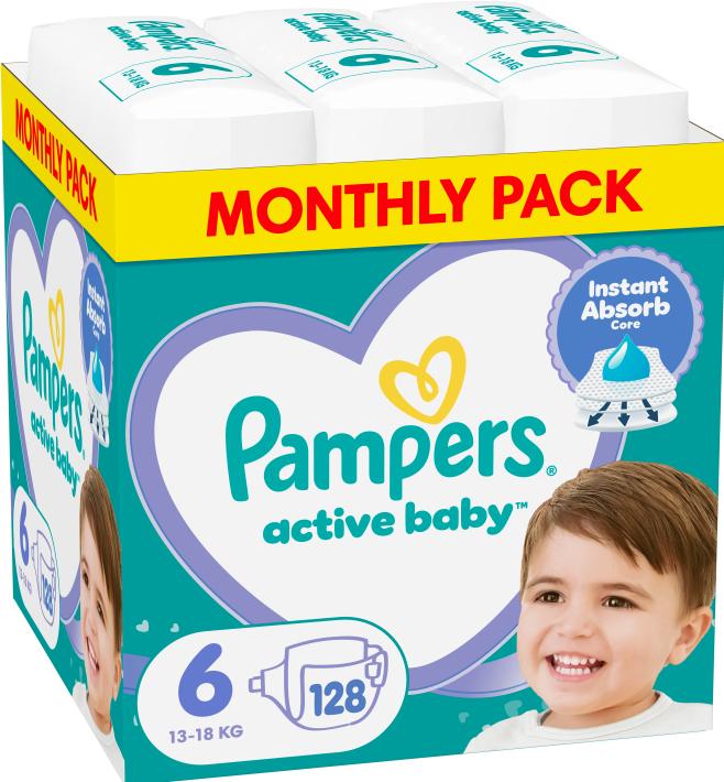 Produktbild Pampers Active Baby (Gr. 6, Monatsbox, 128 Stk.)