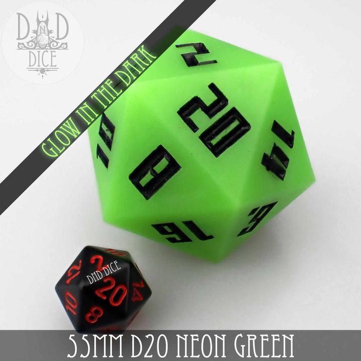 Produktbild DnD Dice 55mm D20 - Neon Green (Glow)
