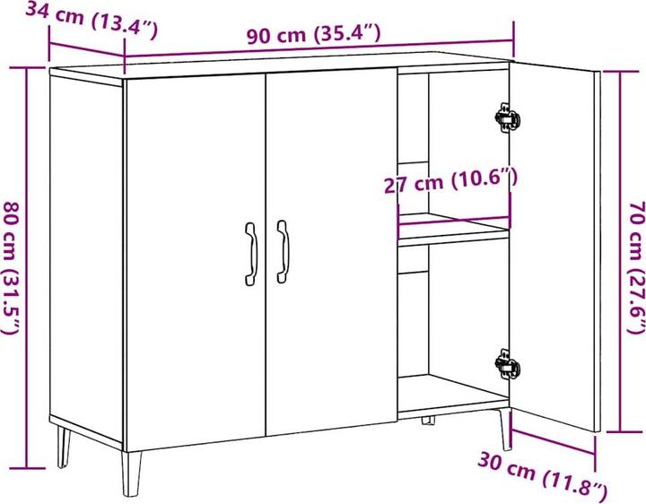 Produktbild vidaXL Sideboard (90 x 34 x 80 cm)