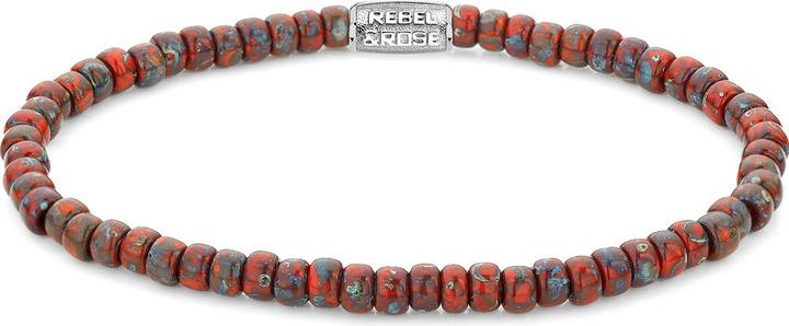 Immagine prodotto Rebel & Rose Bracciale Glass Rocks Red Jazz RR-40117-S-L Unisex (19 cm, Acciaio inossidabile, Vetro)