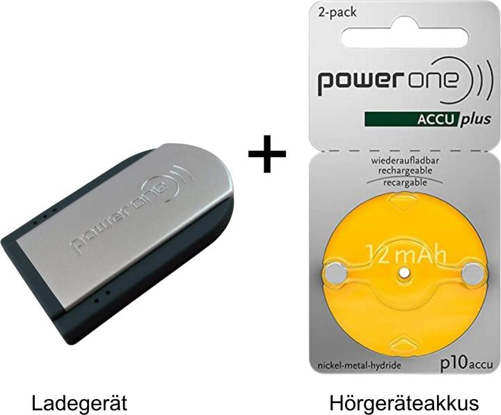Immagine prodotto Powerone P10 PR70 ACCUplus – Wiederaufladbare Hörgeräteakkus (2er Pack) (2 pz., 10, PR70, 12 mAh)
