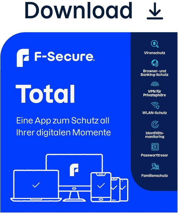 F-Secure TOTAL Security & VPN Vollversion, 3 Geräte, 1yr (3 User, 12 Monate)