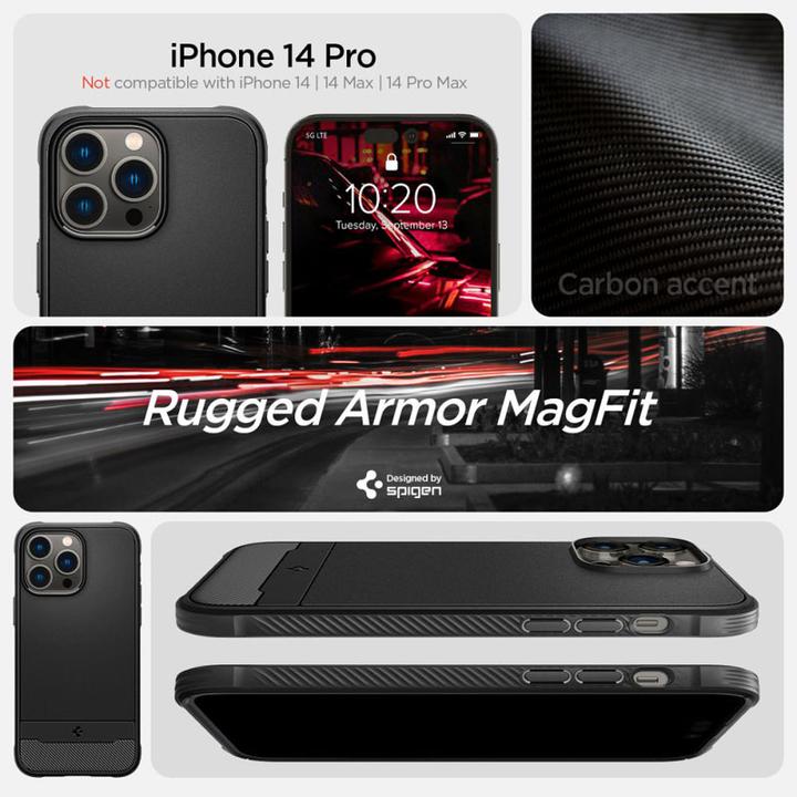 Immagine prodotto Spigen Rugged Armor Magsafe Iphone 14 Pro Nero Opaco (Apple iPhone 14 Pro)