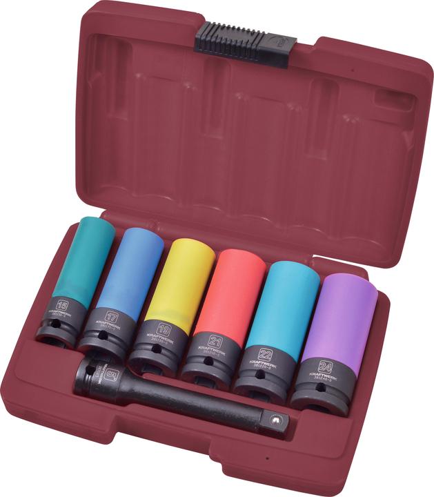 Kraftwerk Aluminium rims knock-in nut set 1/2 7 pieces (15 mm, 16 mm, 17 mm, 18 mm, 19 mm, 20 mm, 21 mm, 22 mm, 23 mm, 24 mm)