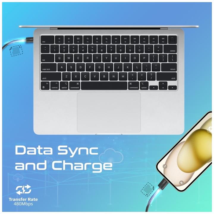 Produktbild ProMate EcoLine-CC200 Black USB-C Kabel (2 m, USB 2.0, 60 W)