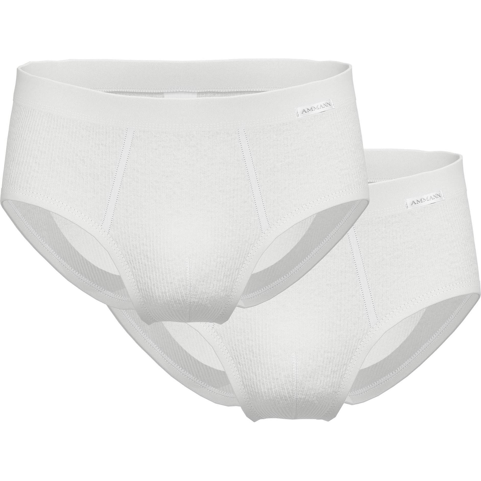 Ammann, Herren, Unterhosen, Slip Casual Bequem sitzend Slips Doppelripp, Weiss, (M, 2er Pack)