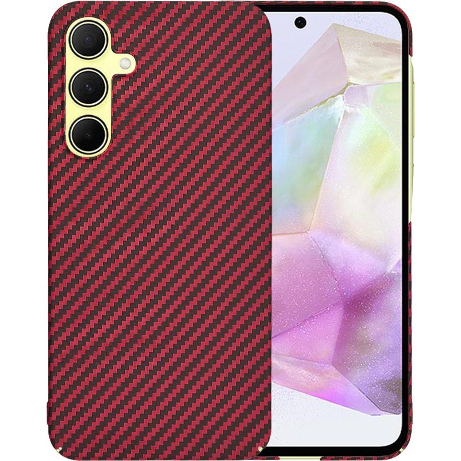 Techsuit - Carbonite FiberShell - Samsung Galaxy A35 5G - Red (Samsung Galaxy A35), Cover smartphone, Rosso