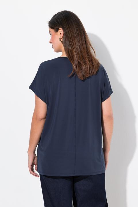 Actual product image Ulla Popken Glitter Trim Cap Sleeve V-Neck Tee (58)