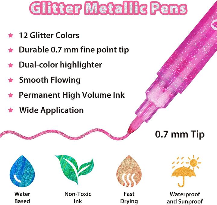 Produktbild Ohuhu Glitzer Metallic Marker (12 Stk.) (12x)