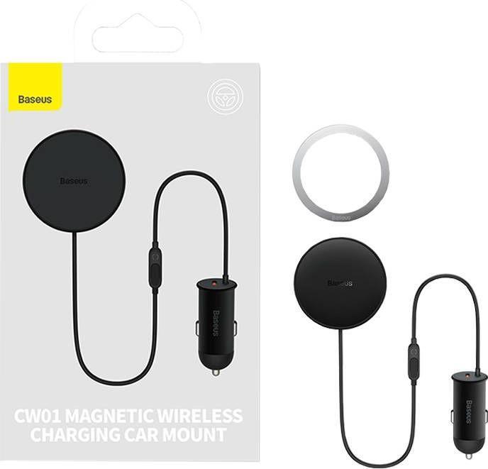 Productafbeelding Baseus Magnetische autotelefoonhouder CW01 aan ventilatierooster met autolader USB-C, 15W + 25W (zwart)