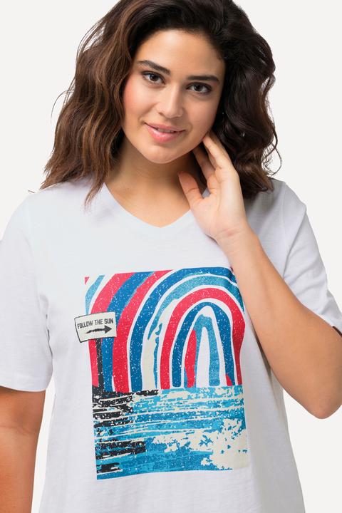 Produktbild Ulla Popken T-Shirt, Meeresmotiv, Classic, V-Ausschnitt, Halbarm (54)