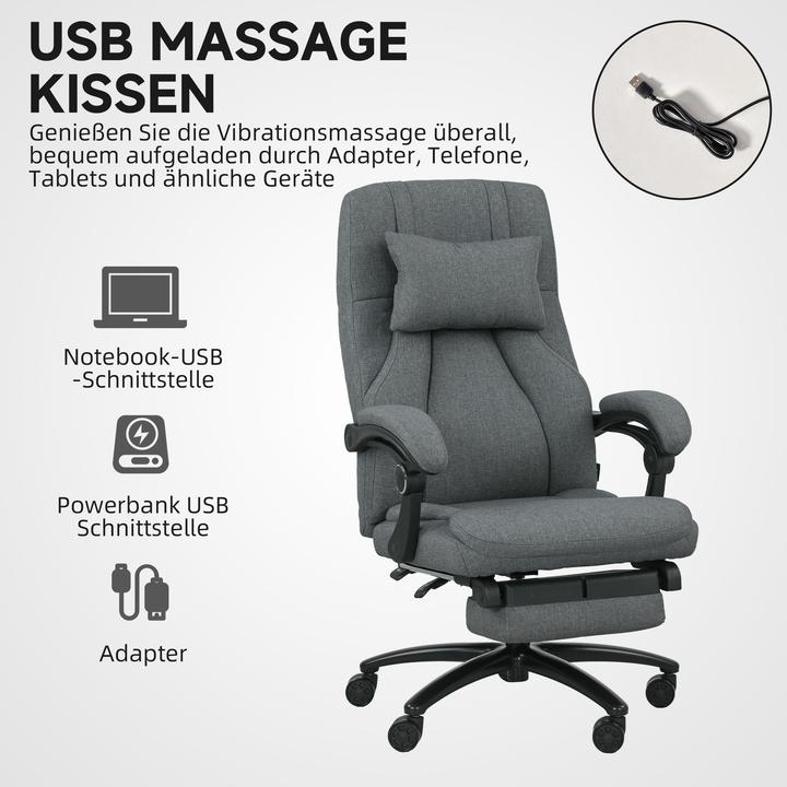 Produktbild Vinsetto Massage-Bürostuhl Polyester Dunkelgrau