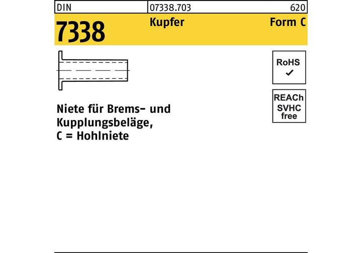 Actual product image Rivet DIN 7338 Form C C 5 x 10 Copper