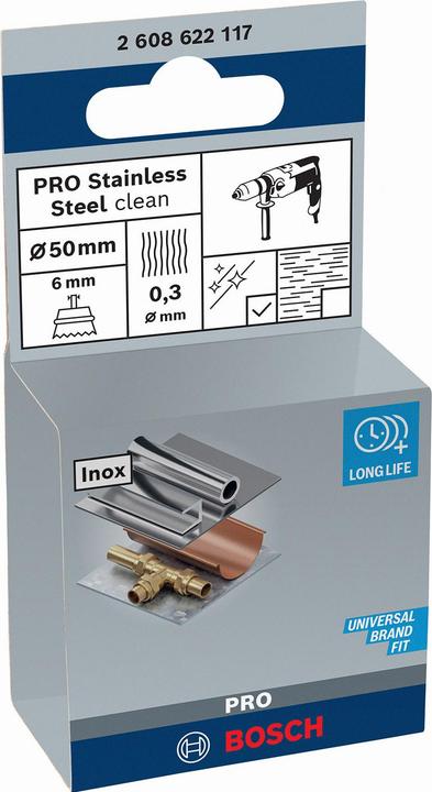 Produktbild Bosch Professional Zubehör PRO Stainless Steel clean Topfbürste, gerader Schaft, 50 x 0,3 mm