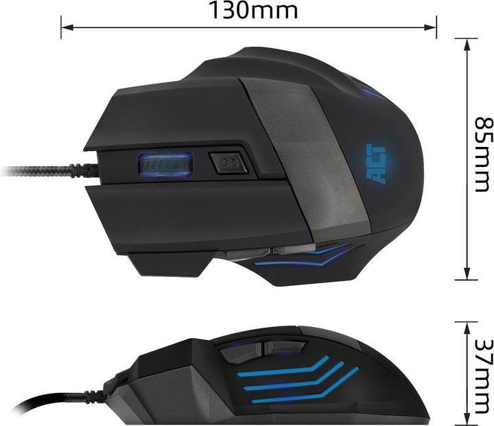 Produktbild ACT AC5000 Maus rechts USB Typ-A Optisch 3200 DPI (Kabelgebunden)