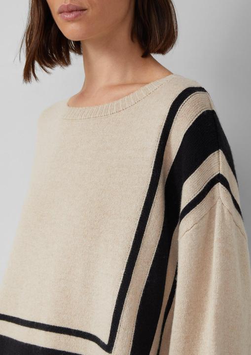 Produktbild s.Oliver Strickpullover Relaxed-Fit-Pullover aus Wollmix mit Streifen-Details (S)