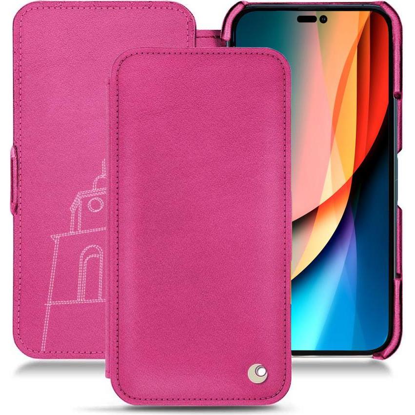 Noreve Lederschutzhülle horizontal (Apple iPhone 14 Pro), Smartphone Hülle, Rosa