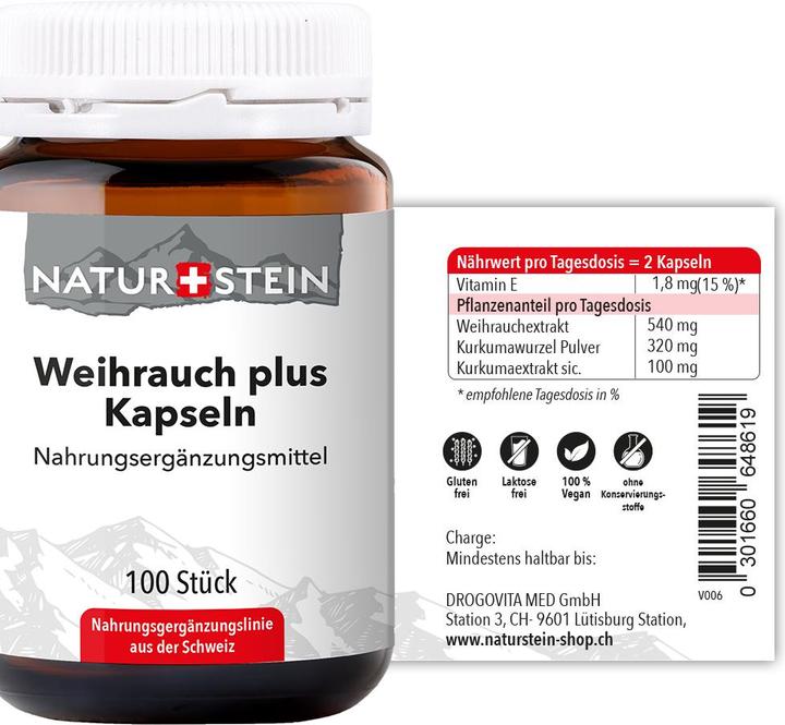 Produktbild Naturstein Weihrauch plus Kapseln 100Stk. (100 Stück, Kapseln, 159 g)