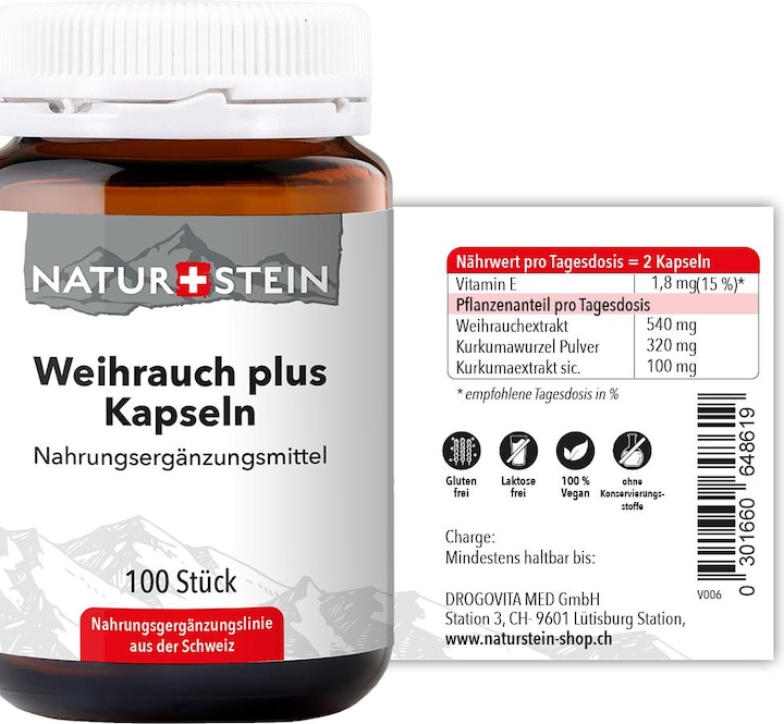 Immagine prodotto Naturstein Frankincense plus capsule 100pz. (100 Pezzo/i, Pillole, 159 g)