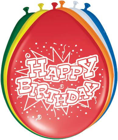 Produktbild Folat Happy Birthday Ballon (8 x)