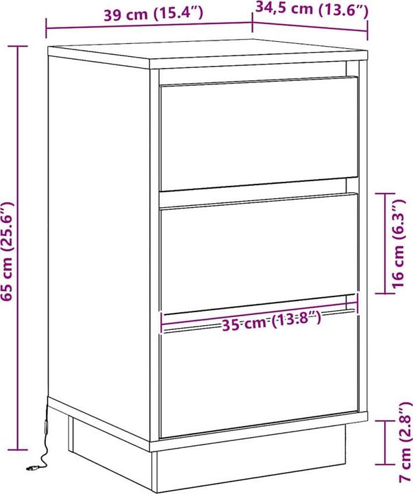 Actual product image vidaXL Nachttisch (34.50 x 34.50 x 65 cm)