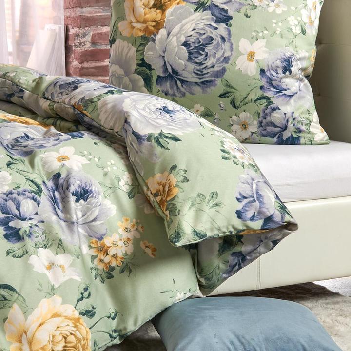 Produktbild Traumschlaf Mako-Satin Bettwäsche Rosi grün (155x220 cm + 80x80 cm)