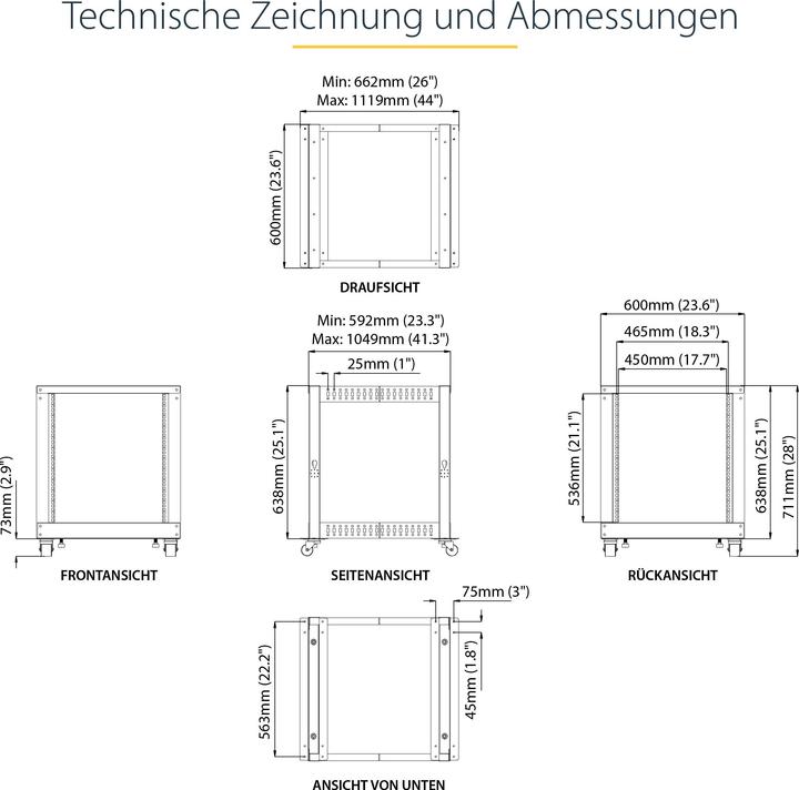 Actual product image StarTech 12u Server Rack - Open Frame (12 RU, 19 inch rack)