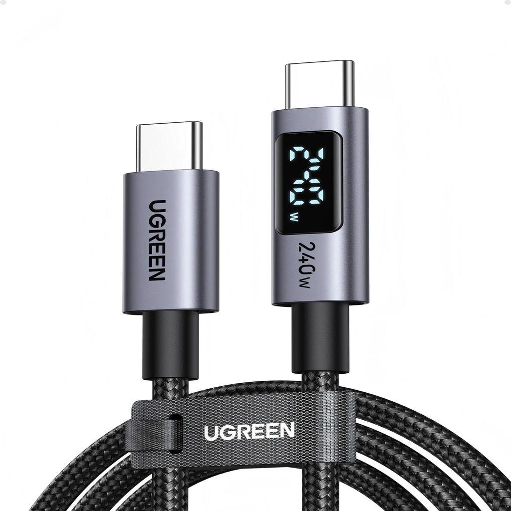 Ugreen USB-C to USB-C PD Fast Charging Cable 240W, 3m – Gray (3 m, 240 W), Cavo USB