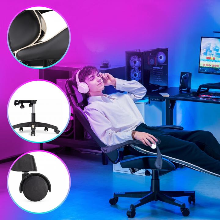 Actual product image Extralink Gaming chair | office swivel bucket black-white G-526