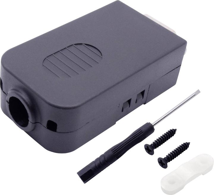 Actual product image Tru Components Modular VGA3+9 15-pin male chassis connector with mounting bolts and housing