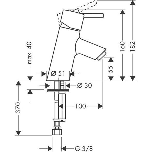 Thumbnail - hansgrohe, Badarmatur, Waschtischmischer Talis S 32031000 chrom ohne Ablaufgarnitur