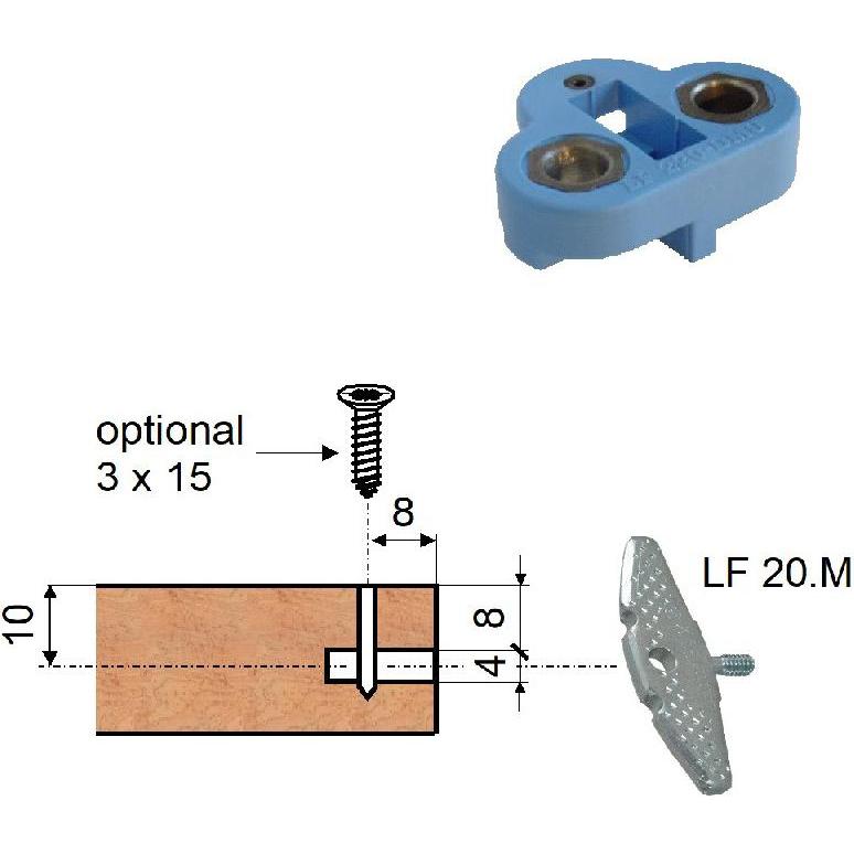 Thumbnail - Lamifix, Baubeschläge + Holzverbinder, Verbinder mit M 4-Schraube (Eckverbinder, 1 Stk.)