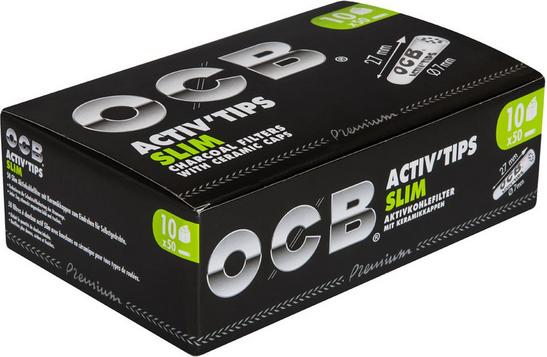Actual product image OCB Activ Tips Slim Aktivkohlefilter ø7mm, 50 Stk Box à 10 Schachteln