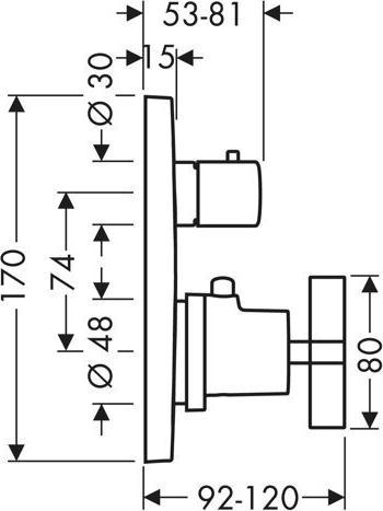 Produktbild Axor Citterio Thermostat Unterputz mit Ab-/Umstellventil, Kreuzgriffe, 2 Verbraucher