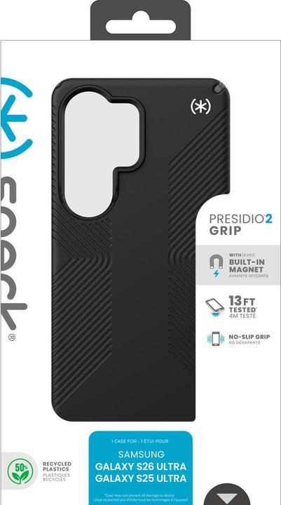Actual product image speck Presidio2 Grip Magnet - Samsung Galaxy S26 Ultra MagSafe Case (Black/Slate Gray/White) (Samsung Galaxy S26 Ultra)